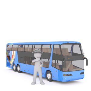 Illustrierter blauer Reisebus