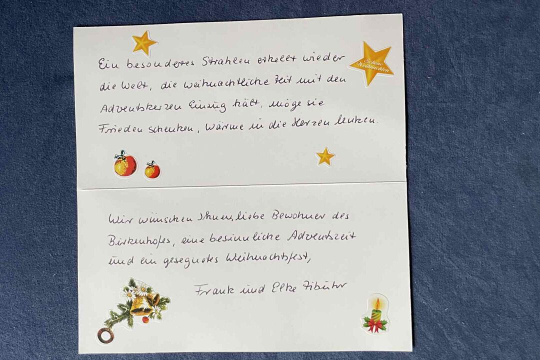 Weihnachtsgrüße an Omi und Opi