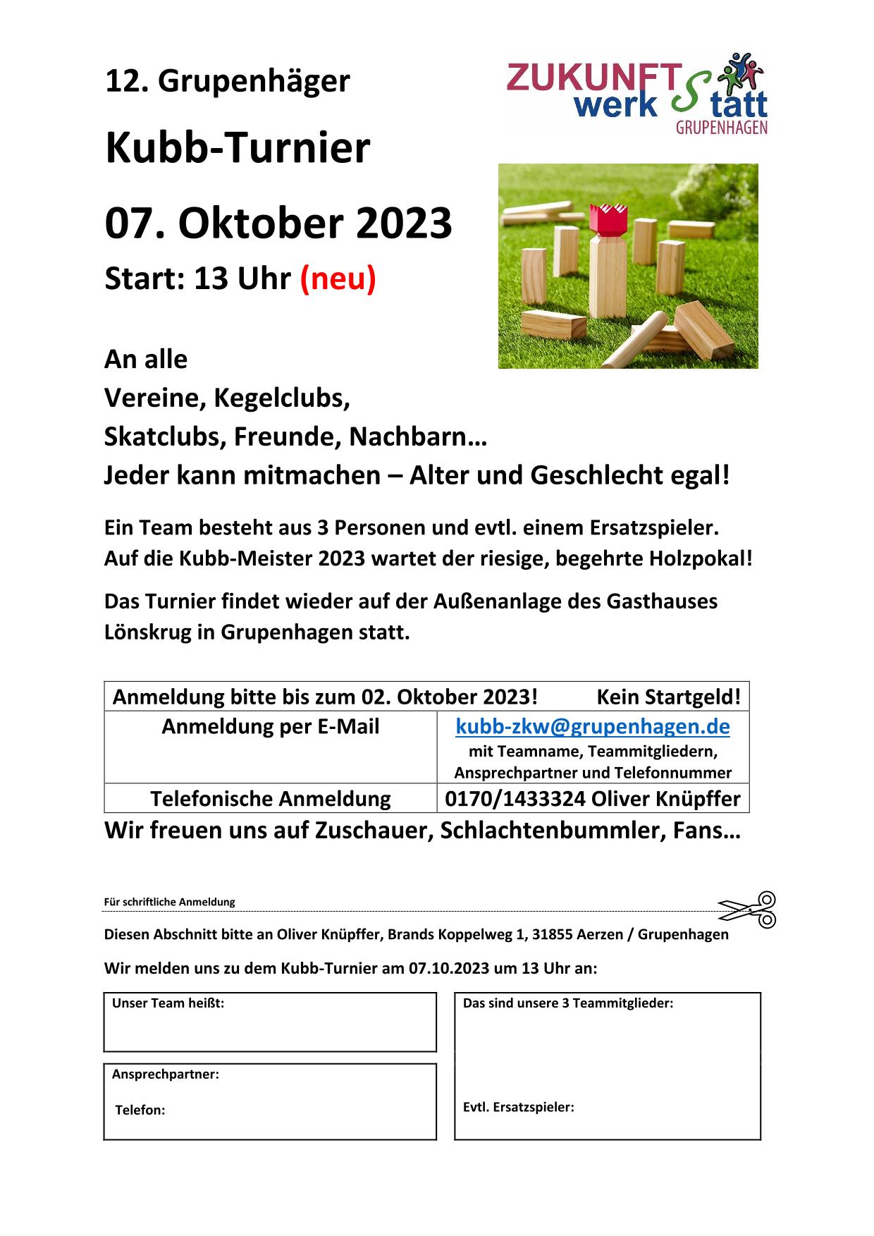 Flyer Kubb-Turnier 2023
